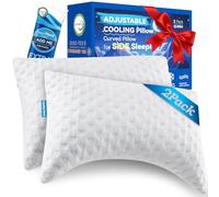 btasleeep Side Sleeper Pillows Adults Neck and Shoulder Pain, Cooling Adjustable Memory Foam Pillows for Sleeping, Soft Bed Pillows Queen Size Set of 2, Curved Pillow with Extra Foam