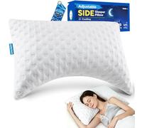 btasleeep Side Sleeper Pillows for Neck & Shoulder Comfort - Ergonomic Curved Crescent Design, Adjustable Shredded Memory Foam, Cooling & Soft Cover, Extra Fill Included, King Size