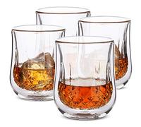 BTaT- Double Walled Drinking Glass, 4 Pack, 8 oz, Stylish Insulated Rocks Glass for Hot and Cold Beverages, Whiskey, Bourbon, Vodka and Scotch