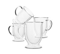 BTaT- Double Walled Glass Coffee Mugs, 16 oz, Set of 4, Glass Coffee Cups with Handle, Insulated Clear Coffee Mug for Hot and Cold Beverages, Cappuccino, Latte, Tea, Americano, Microwave Safe
