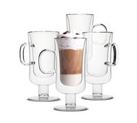 BTaT- Irish Coffee Mug, Coffee Glass, Set of 4 (10oz, 300ml), Double Wall Glass Irish Coffee Cup, Tea Cups, Latte Cups, Glass Coffee Mug, Beer Glasses, Latte Mug, Clear Mugs