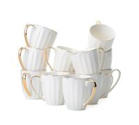 BTaT- White Coffee Mugs with Gold Rim, Set of 12, 12oz, Porcelain Coffee Mugs for Coffee Mug Set
