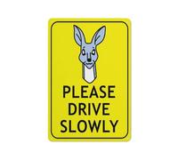 Btbaspa Copy of Kangaroo Cartoon Please Drive Slowly Bright Yellow Sign 12x16 Inches Aluminum Uv Ink Printed for House and Business