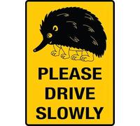 Btbaspa Echidna Please Drive Slowly Outdoor Metal Sign - 12 X 8 Metal Signs for Business, Workplace, Office, Home, Delivery Signs, Road Signs, Garden Signs