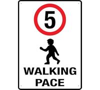 Btbaspa Frhx5Vzz/Walking Pace 5 Kph Sign Outdoor Metal Sign - 12x16 Inches Metal Signs for Business, Workplace, Office, Home, Delivery Signs, Road Signs, Garden Signs