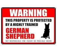 Btbaspa German Shepherd Warning Aluminum Metal Sign Pet Gift,This Property is Protected by Highly Trained Sign 12x16 Inches