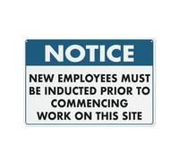 Btbaspa Notice New Employees Must Be Inducted Sign Outdoor Metal Sign - 12x16 Inches Metal Signs for Business, Workplace, Office, Home, Delivery Signs, Road Signs, Garden Signs