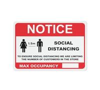 Btbaspa Notice Social Distancing Max Occupancy Red Sign Outdoor Metal Sign - 12 X 8 Metal Signs for Business, Workplace, Office, Home, Delivery Signs, Road Signs, Garden Signs