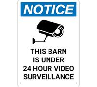 Btbaspa Notice This Barn is Under 24 Hour Video Surveillance Wall Sign Outdoor Metal Sign - 12 X 8 Metal Signs for Business, Workplace, Office, Home, Delivery Signs, Road Signs, Garden Signs