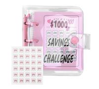 BTBHIHO $1000 Mini Money Saving Folder, 25 Pocket, Pink, A5 Size, Reinforced Colored Multi-pocket, PVC Material, Top Tab, 25 Sheet Capacity, 11.5 x 10.5 x 2 cm, Ideal for Office, Home and School