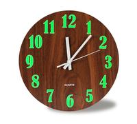 BTBHIHO 12''Luminous Wall Clock, Wooden Silent Wall Clocks Non Ticking, Battery Operated Glow in The Dark Clock, Home Wall Watch for Living Room Kitchen Decoration Bedroom Study Office