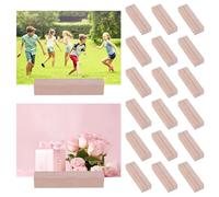 BTBHIHO 20 PCS Wooden Place Card Holders, Wooden Business Table Card Holder Place Holders Table Number, Wooden Photo Menu Holders for Tables, for Home Party Events Wedding Party Table Decoration