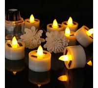 BTBHIHO 24PCS Smokeless Solar Tea Lights, White Solar Candles, 6-8 Hours Lighting Led Tea Light Candles, Rechargeable Candle for Parties Bars Family Picnics Home Churches