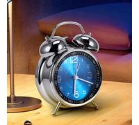 BTBHIHO 4'' Twin Bell Battery Operated Alarm Clocks,Silent Non-Ticking Bedside Alarm Clock with Soft Night Light,for Heavy Sleepers Children and Bedrooms(Blue)