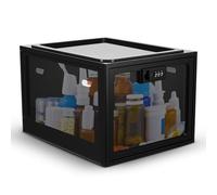 BTBHIHO Lockable Medicine Box with Code, BPA-Free Black Storage Organizer, Durable Visible Lock Box, Heat & Cold Resistant Fridge Organizer for Medication, Phone, Tablet, Snacks, Home, Office, Dorm