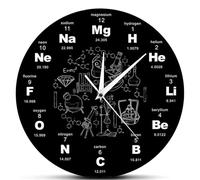 BTBHIHO Modern Wall Clock for Living Room, Word Wall Clock with Chemistry Science Periodic Table, 12 Inch Chemistry Teacher Wall Clocks Gifts for Office, Acrylic Silent Wall Clocks for Science Lovers