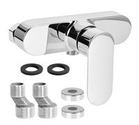 BTBHIHO Shower Mixer Valve Wall Mounted, Single-Lever Zinc Alloy Mixer with ½″ BSP Connection, Ceramic Valve Core, Chrome-Plated Dual Hot & Cold Outlets Shower Fitting for Bathroom
