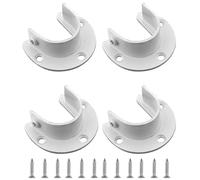 BTBTB 4pcs Wardrobe Rail Bracket, 19 22 25 28 32 38mm Flange Holder, Stainless Steel Pole Sockets for Wardrobe Shower Curtain(White,28mm)