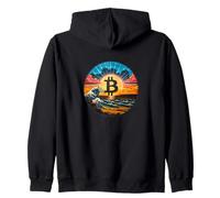 BTC Bitcoin Rising Crypto Currency Waves Meet the Sunrise Zip Hoodie