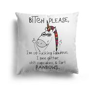 btch please i’m so fcking fabulous i pee glitter cushion - rude funny adult pillow - premium microfibre, cuddle fleece, faux suede, luxury velour - cover only or filled option - cheeky novelty gift
