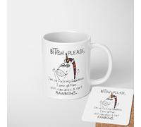 btch Please i’m so Fcking Fabulous i Pee Glitter Mug - Rude Funny Ceramic Coffee Cup - Heat Sensitive or Standard Options - Perfect Cheeky Novelty Gift for Adults - Dishwasher Safe