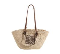 BTCHING Straw Tote Bag - Large Capacity Hand-Woven Beach Women's Bag - White