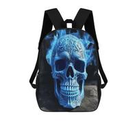 BTCOWZRV 3D Print Blue Skull Travel Backpack Laptop Backpack 17 Inch