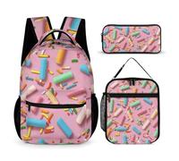 BTCOWZRV 3PCS Backpacks Set Large Capacity Multifunction Colorful Candy Pattern Laptop Backpack with Lunch Bag Pencil Case Trendy Backpack And Pen Bag 3 in 1 Set Travel Daypack Gifts, Style, One