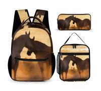BTCOWZRV 3PCS Backpacks Set Large Capacity Multifunction Horses In Love Laptop Backpack with Lunch Bag Pencil Case Trendy Backpack And Pen Bag 3 in 1 Set Travel Daypack Gifts, Style, One Size,