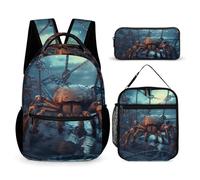 BTCOWZRV 3PCS Backpacks Set Large Capacity Multifunction Spider in Silk Web Laptop Backpack with Lunch Bag Pen Case Trendy Backpack And Pen Bag 3 in 1 Set Travel Daypack Gifts, Style, One Size,