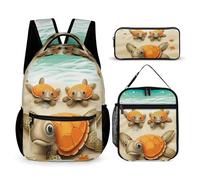 BTCOWZRV 3PCS Backpacks Set Large Capacity Multifunction Turtle Starfish Laptop Backpack with Lunch Bag Pencil Case Trendy Backpack And Pen Bag 3 in 1 Set Travel Daypack Gifts, Style, One Size,