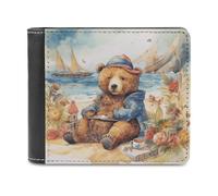 BTCOWZRV A Bear on The Beach Slim Wallets for Men Bifold Wallet