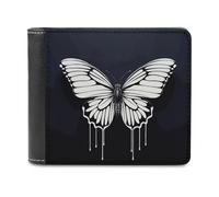 BTCOWZRV A Black And White Butterfly Slim Wallets for Men Bifold Wallet