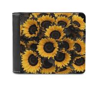 BTCOWZRV A Bouquet of Black Sunflowers Slim Wallets for Men Bifold Wallet