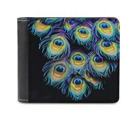 BTCOWZRV A Bunch of Peacock Feathers Slim Wallets for Men Bifold Wallet