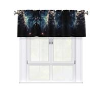 BTCOWZRV A cat in a Nebula Curtain Valance for Windows,Kitchen Window Curtains Blackout Drapes Window Treatments Decorative Rod Pocket Short Curtain for Living Room Bedroom,54" W x 18" L