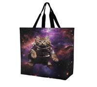 BTCOWZRV A Cat in Outer Space Tote Bag Grocery Shopping Bags Shoulder Bag