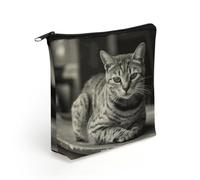 BTCOWZRV A Gray Cat Makeup Bag Cosmetic Bags Toiletry Bag