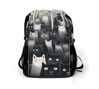 BTCOWZRV A Group of Black Cats Drawstring Backpack, Sports Gym Bag with Bottom Pocket And Mesh Pockets, String Bag for Men Women