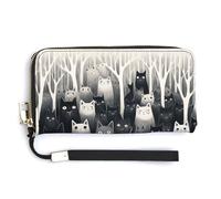 BTCOWZRV A Group of Black Cats PU Leather Clutch Wallet for Women, Large Capacity Wristlet Wallet with Zip & Removable Hand Strap