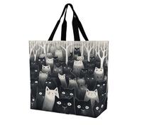 BTCOWZRV A Group of Black Cats Tote Bag Grocery Shopping Bags Shoulder Bag
