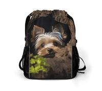 BTCOWZRV A Little Yorkshire Terrier Nestled in A Tree Hole Drawstring Backpack, Sports Gym Bag with Bottom Pocket And Mesh Pockets, String Bag for Men Women