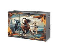 BTCOWZRV A Pattern with Horses As A Background Storage Cubes, 6 Pack Oxford Fabric Foldable Collapsible Bins with Handles, Cubby Storage Baskets Boxes for Closet Shelves Office Organization