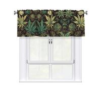 BTCOWZRV A Puff in Time Weed Marijuana Curtain Valance for Windows,Kitchen Window Curtains Blackout Drapes Window Treatments Decorative Rod Pocket Short Curtain for Living Room Bedroom,54" W x 18" L