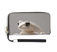 BTCOWZRV A Small Reed Frog PU Leather Clutch Wallet for Women, Large Capacity Wristlet Wallet with Zip & Removable Hand Strap