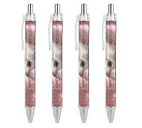 BTCOWZRV A White Cat Ballpoint Pens 4 PCS - 0.5mm Retractable Gel Pens with Comfortable Grip, No Bleed Black Ink, Personalized Ball Point Pen Smooth Writing Pens Gift for Men Women