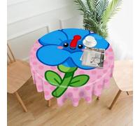BTCOWZRV Adorable Blue Flowers Round Tablecloths Decorative Fabric Table Cover Cloth Washable Circle Tablecloths Country-Style Folding Table Cloths for Dinning Cafe Party 60"
