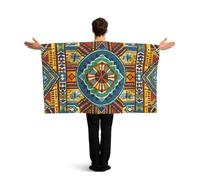 BTCOWZRV African style textile pattern Flag Cape with Sleeves for Adults, Wearable Flag Cloak Lightweight Body Flag Cloak Outfits Costume Accessories for Party Favors Celebrations