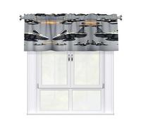 BTCOWZRV Aircraft Fighter Jets Curtain Valance for Windows,Kitchen Window Curtains Blackout Drapes Window Treatments Decorative Rod Pocket Short Curtain for Living Room Bedroom,54" W x 18" L