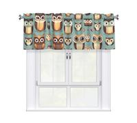 BTCOWZRV Animal Cartoon Owls Cute Curtain Valance for Windows,Kitchen Window Curtains Blackout Drapes Window Treatments Decorative Rod Pocket Short Curtain for Living Room Bedroom,54" W x 18" L